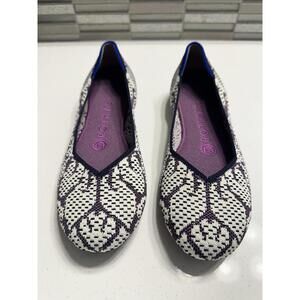 Rothy’s Women's Patterned Knit Flats White Purple Geometric Size 6.5